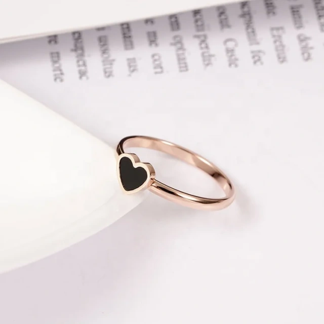 Personality Rose Gold Peach Heart Shaped Love Sweet Lady Ring
