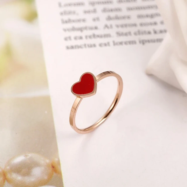 Personality Rose Gold Peach Heart Shaped Love Sweet Lady Ring