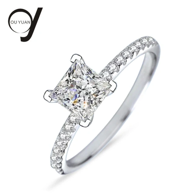 Ouyuan Jewelry Wholesale Latest Fashion Luxury Jewelry Pure 925 Sterling Silver Women Engagement Wedding Rings