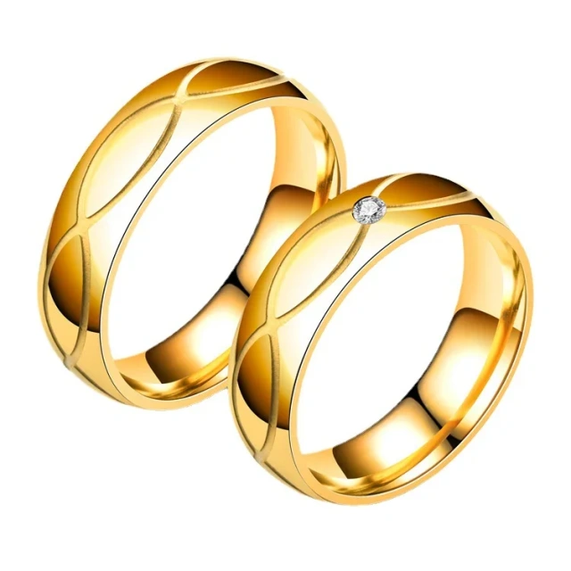 Factory Wholesale Unique Wedding Rings Emery Stainless Steel Ring Gold for Men and Women Design for Couples Custom Ring Jewelry