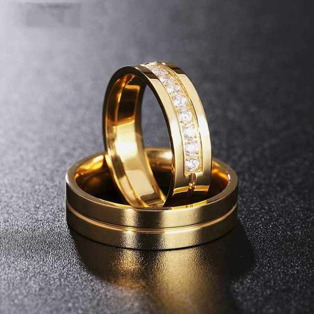 Wholesale Price Cz Diamond Stainless Steel 18k Gold Plated Titanium Ring
