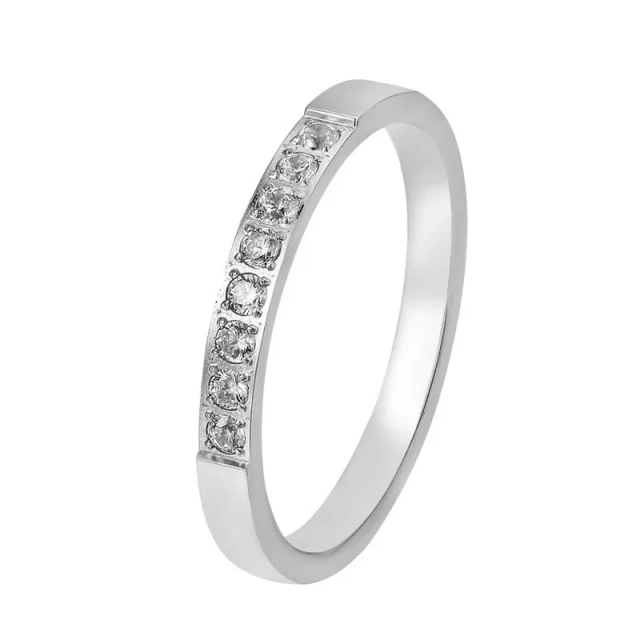 Wholesale Fashion Stainless Diamond Ring Titanium Steel Cubic Zirconia Ring for Women