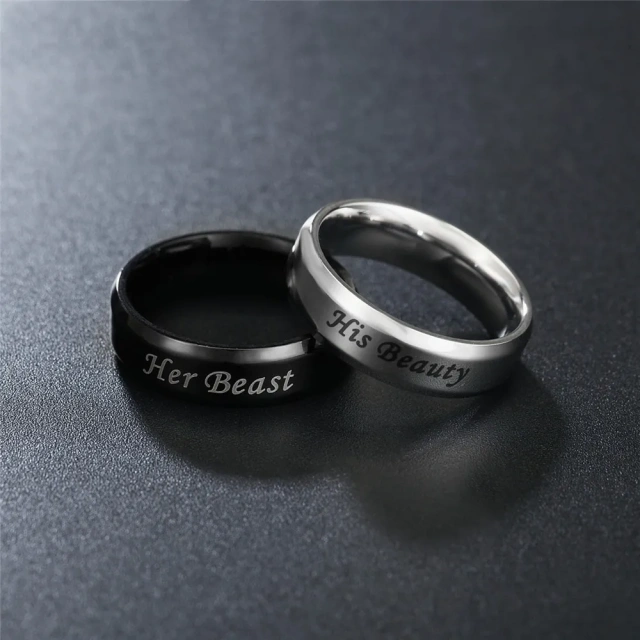 Black and White Titanium Steel Couple Ring for 316l Stainless Steek Jewelry Wholesale Men and Women