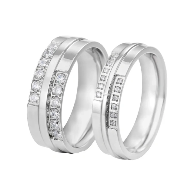 Silver Plated Engagement Ring for Men and Women Couple Titanium Steel Wedding Rings