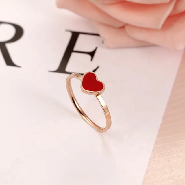 Personality Rose Gold Peach Heart Shaped Love Sweet Lady Ring