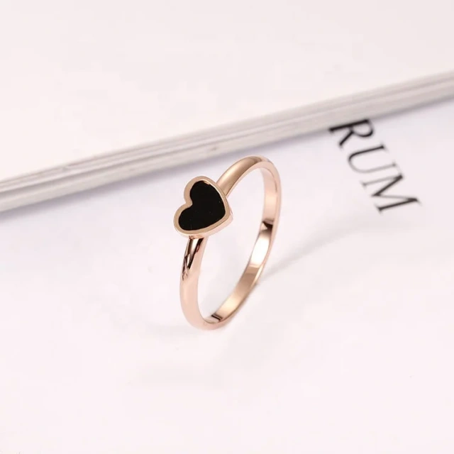 Personality Rose Gold Peach Heart Shaped Love Sweet Lady Ring