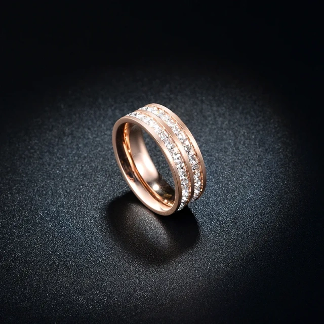 Fashion Jewelry Men and Women Rings for Couples Men and Women Wedding Cz Inlay Diamond Stainless Steel Ring Gold Couple