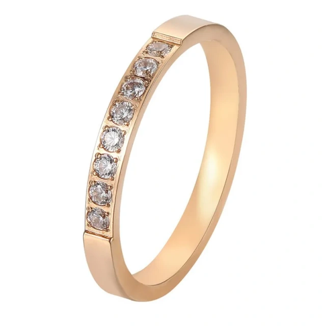 Wholesale Fashion Stainless Diamond Ring Titanium Steel Cubic Zirconia Ring for Women