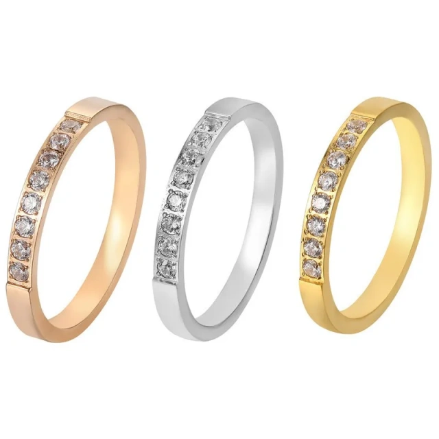 Wholesale Fashion Stainless Diamond Ring Titanium Steel Cubic Zirconia Ring for Women