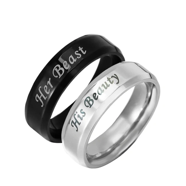 Black and White Titanium Steel Couple Ring for 316l Stainless Steek Jewelry Wholesale Men and Women