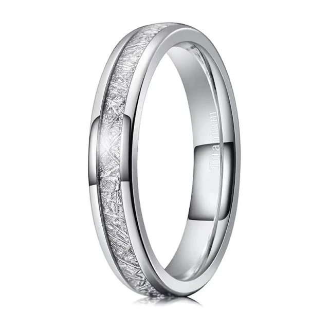 Promise Engagement Band 4MM Silver Meteorite Titanium Rings for Women Wedding Ring Jewelry for Women