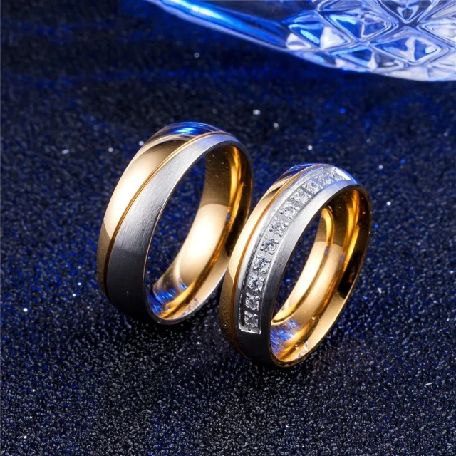Titanium Steel Jewelry Ring for Women Wedding Rings 18K 24K Gold Plated