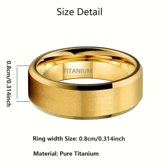 Handmade Beveled Edge 18K Gold Plated Titanium Jewelry Pure Titanium Ring Custom Titanium Couples Wedding Rings