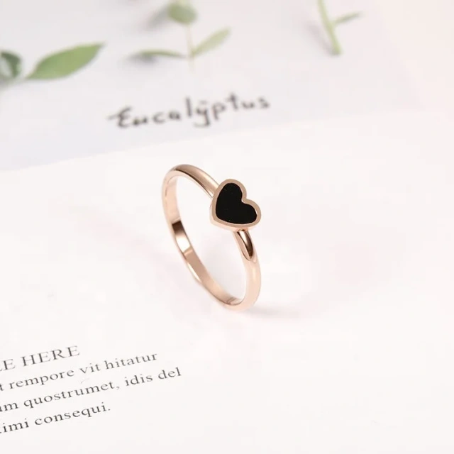 Personality Rose Gold Peach Heart Shaped Love Sweet Lady Ring