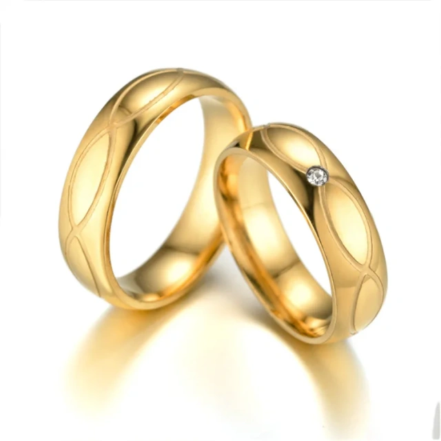 Factory Wholesale Unique Wedding Rings Emery Stainless Steel Ring Gold for Men and Women Design for Couples Custom Ring Jewelry