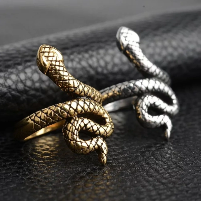 New Arrived Vintage Punk Rock Style Stainless Steel Snake Design Ring