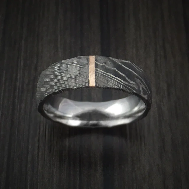 High Quality Damascus Steel Jewelry 8mm Width Supplier Ring China Damascus Rings Custom Ring for Man