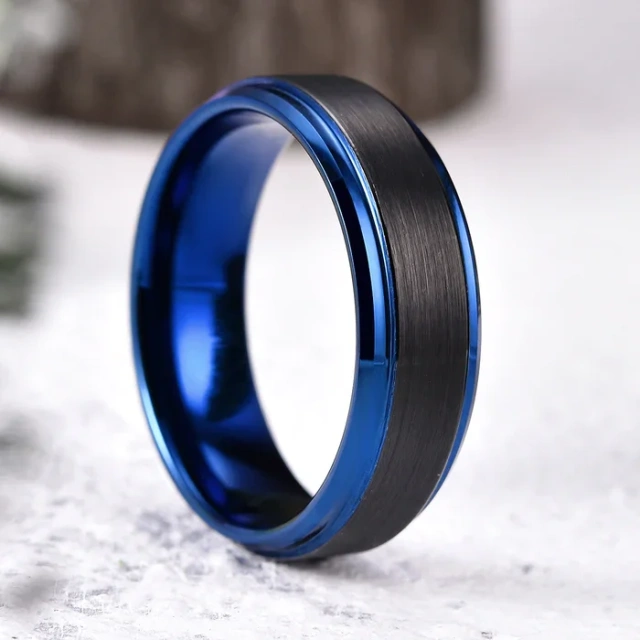 4mm Rose Gold Black Tungsten Rings - Fashion Band - Ouyuan