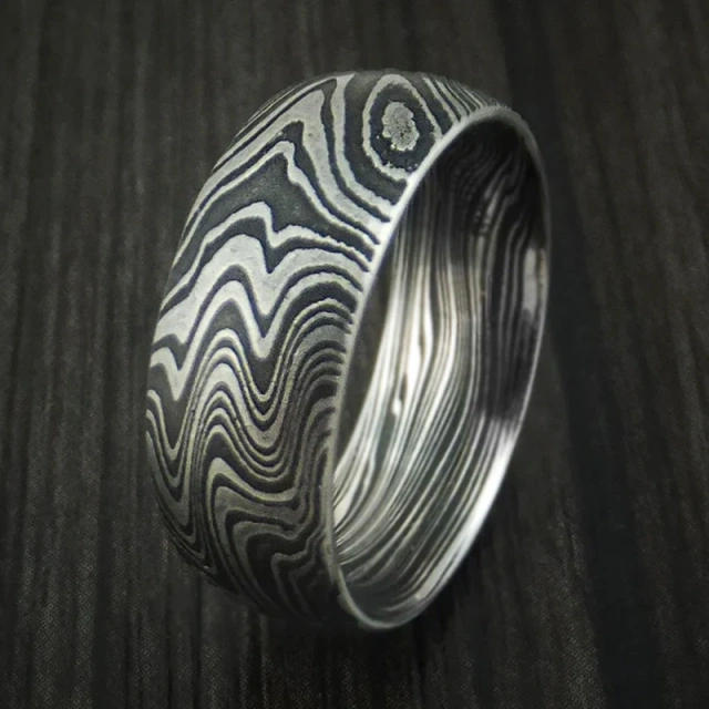 Best Selling Damascus Steel Rings for Men's With Gift Box Hand Forge Fashion Jewelry