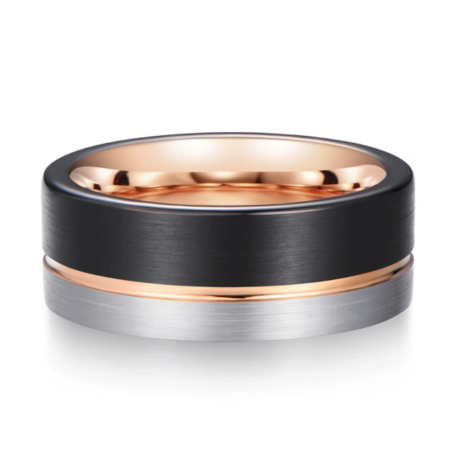 Ready to Ship 8mm Engagement Wedding Rings Tungsten Carbide Steel Ring Black Silver Jewelry for Men Women comfort Fit