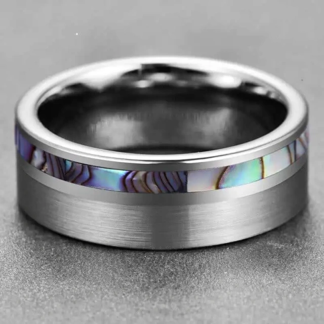 Custom OEM logo Men Sex Jewelry Tungsten Cock Ring Inlay Wood and Turquoise