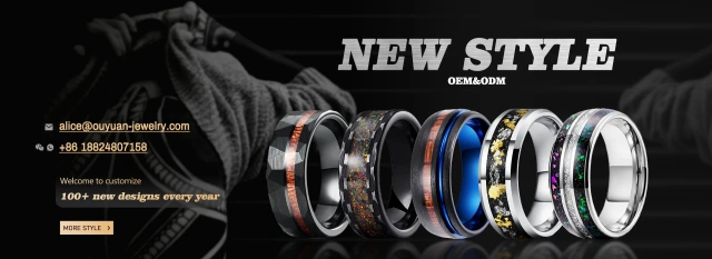 Wholesale 8mm Black Tungsten Rings - Beveled Band Factory - Ouyuan