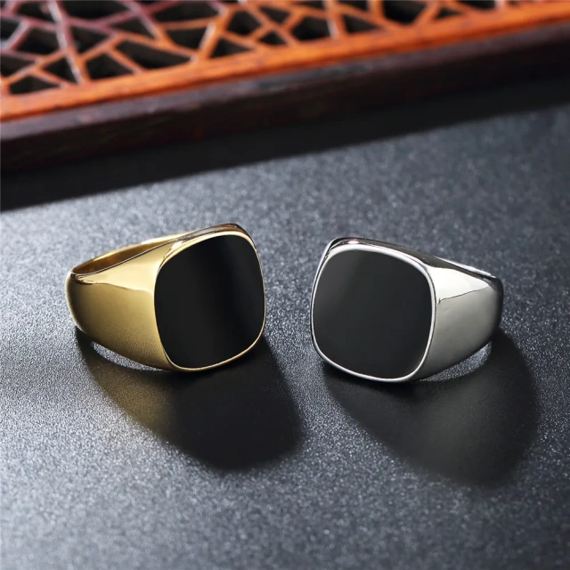 Fashion Rings Jewelry Gold Silver Stainless Steel Ring Natural Stone Gemstone Titanium Steel Rings for Man