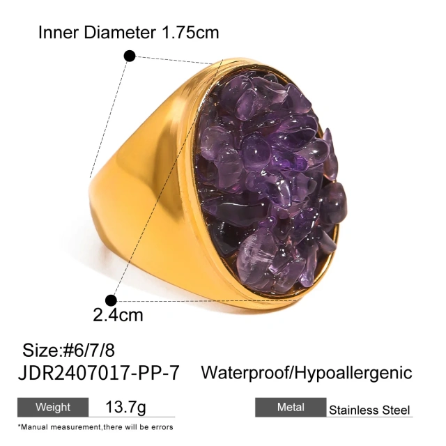 Retro Trendy Natural Stone Geometric Ring Simple and Exquisite Hand Accessories for Women