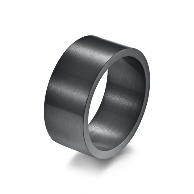 2023 New Hot Selling 10mm Wide Inner and Outer Flat Fashion Simple Retro Silver Titanium Steel Ring for Men