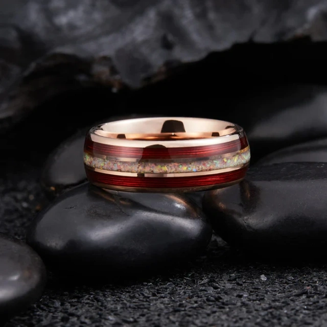 Fashion Rings 4mm Tungsten Ring ZIRCON Wedding Band Wedding Rings Couple Set