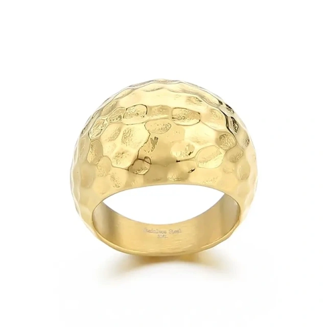 In Stock Men Unique Retro Gold/silver/black Stainless Steel Pitted Surface Jewelry Ring