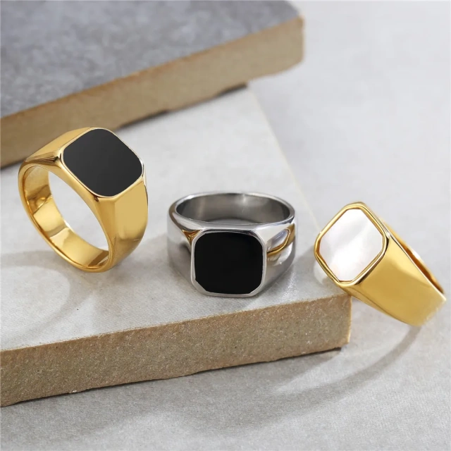 Fashion Jewelry Gold Plated Stainless Steel Ring Shell Couple Ring Man Titanium Steel Ring Fine Jewelry