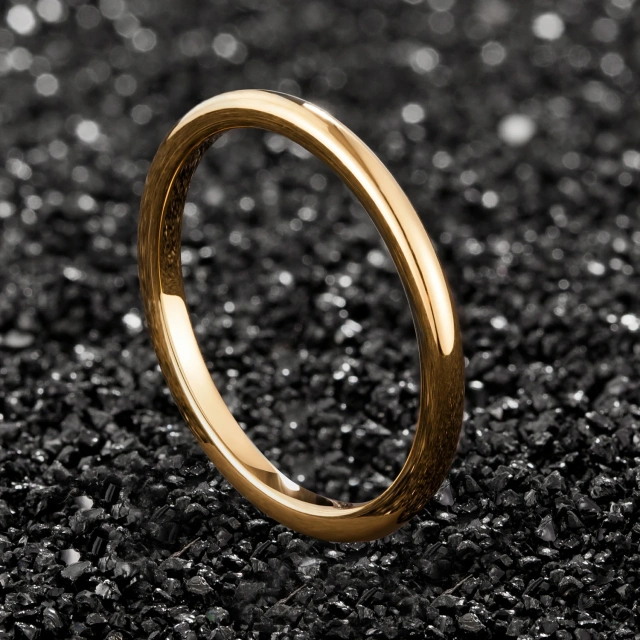High Quality Fashon Rings Simple 18K Plated Gold 2mm Tungsten Rings Engagement Wedding Ring