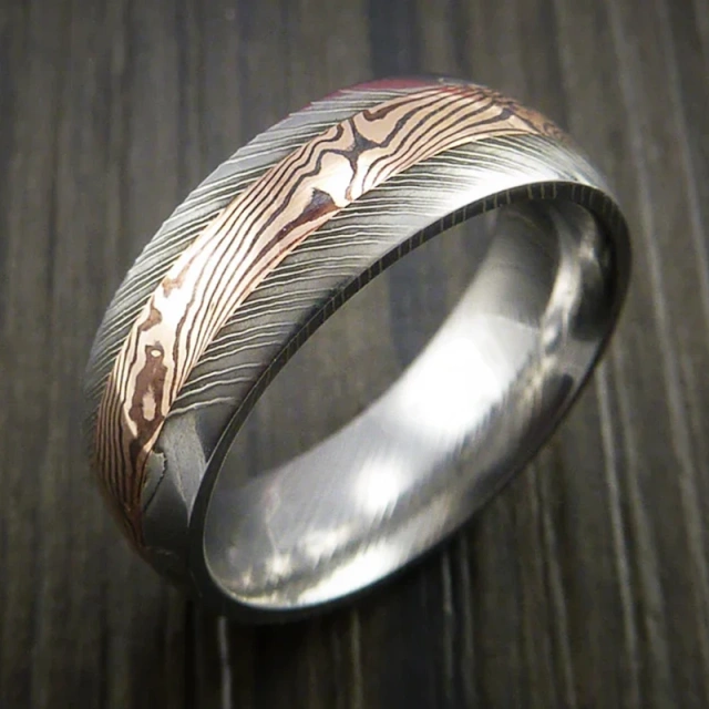 Ouyuan Jewelry Custom Men Damascus Steel Ring Wholesale Jewelry for Men