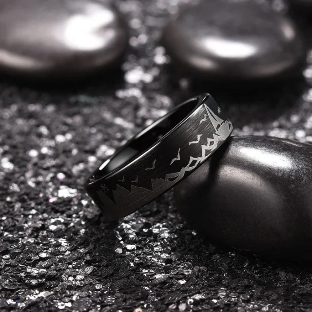 Ouyuan Jewelry Dallas Cowboys Championship Black Tungsten Ring