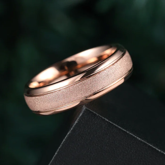 6mm Rose Gold Tungsten Rings - Sand Blast Finish Factory - Ouyuan