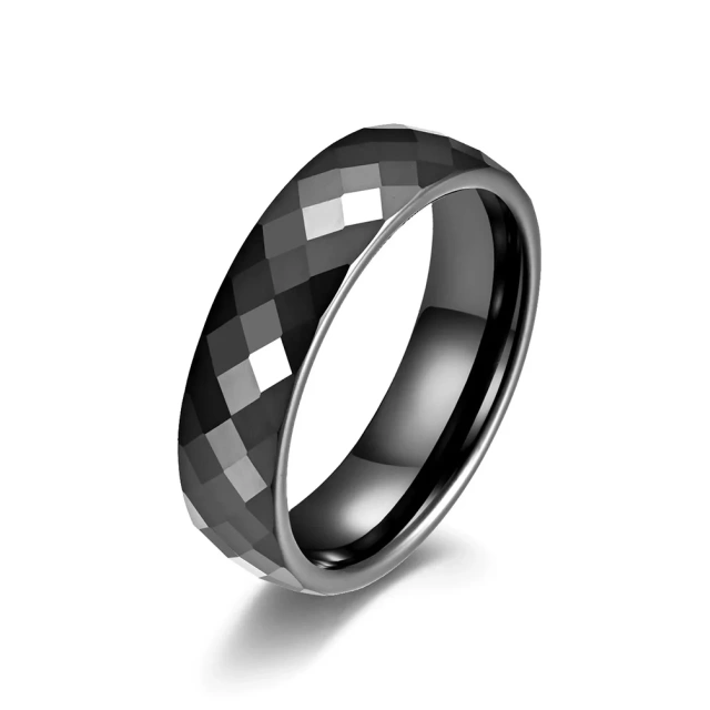 Ready to Ship Ceramic Jewelry Rings Faceted Surface Simple Black Zirconia Ceramic Ring Fashion Jewelry for Women Men