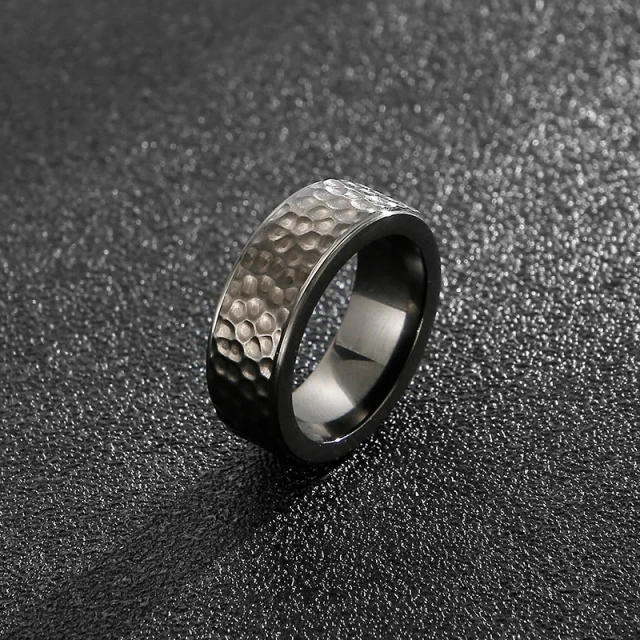 Viking Hammered Damascus Rings Gold Couple Fashion Jewelry Stainless Steel Tungsten Wedding Rings for Men Women