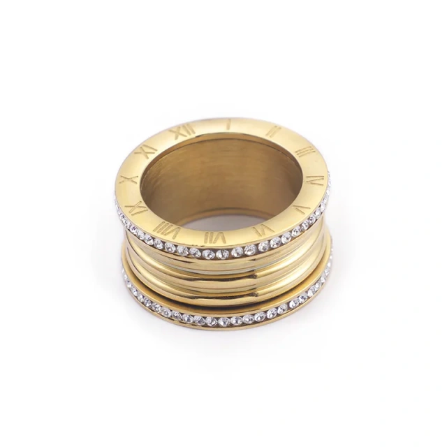 High Quality Jewelry Roman Numeral Ring Full Diamond Rings Jewelry Women 18k Gold Stainless Steel Rings for Couple