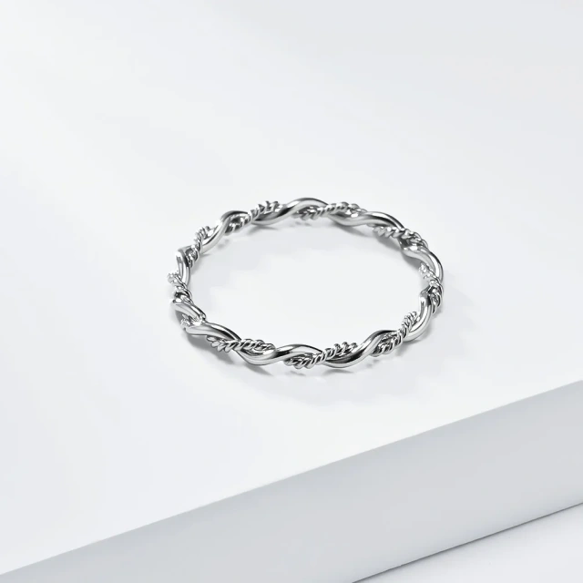 In Stock Simple Fashion Band Ring Personalized Silver Gold Twisted Wedding Rings Stainless Steel Jewelry Rings for Women