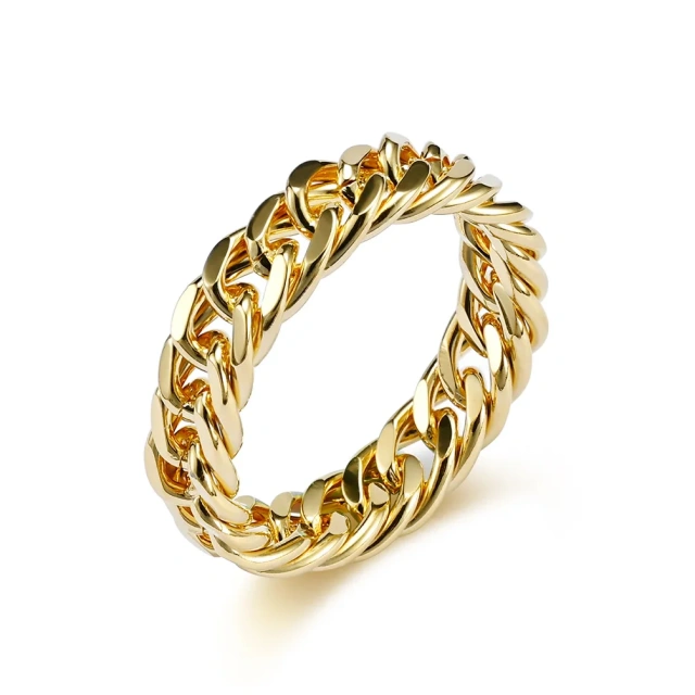 Fashion Cuban Link Chain Rings Stainless Steel Gold Silver Mirror Polished Ring for Women Men Double Weave Chain Finger Ring