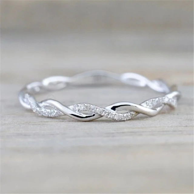 Fashion Women Jewellery 925 Sterling Silver Knot Cable Rings Gold Silver Plated Ring