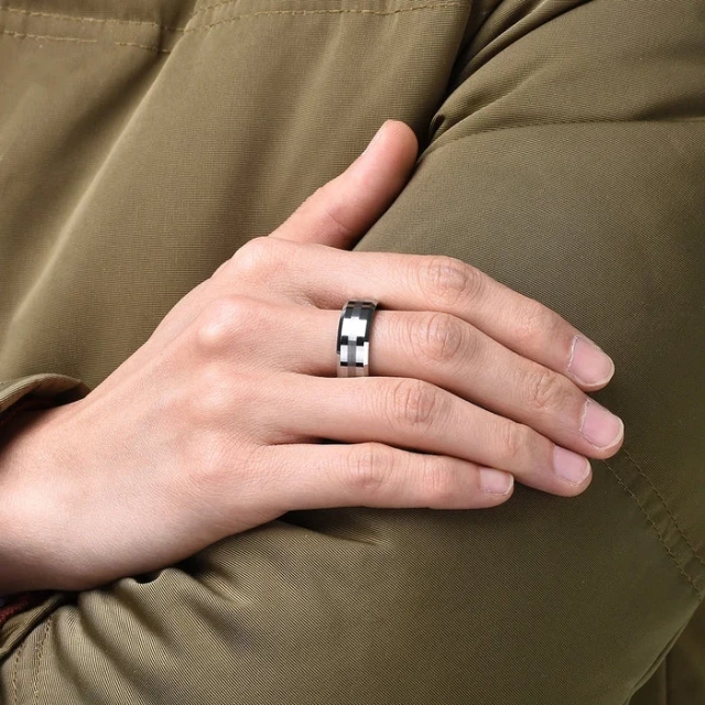 Wholesale 8mm Polished Beveled Edge Center Brushed Silver Tungsten Ring for Men Women Engagement Wedding Band