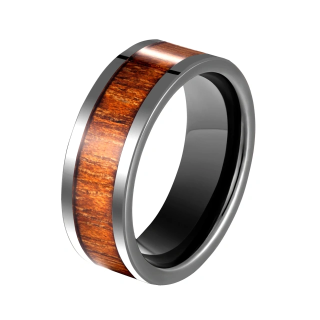 High Polished 8MM Fine Jewelry Ring for Men Bands Custom Ceramic Rings Black Wood Ceramic Ring Fashion Jewelry