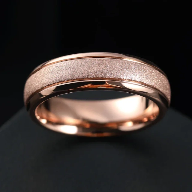 6mm Rose Gold Tungsten Rings - Sand Blast Finish Factory - Ouyuan