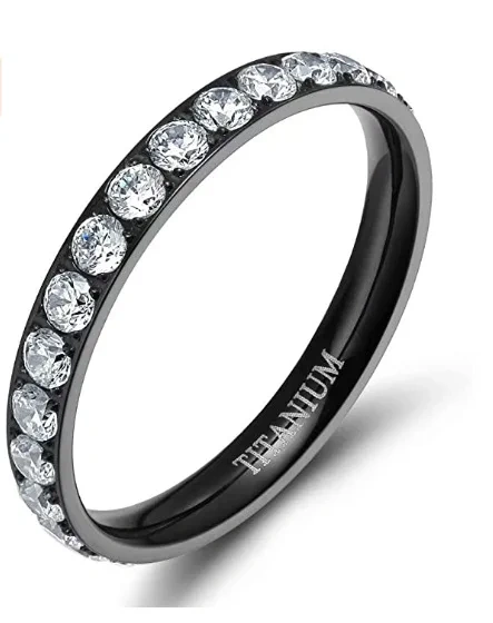 New 18K Gold Crystal Zircon Circle Ring Finger Jewelry Geometric Stainless Steel Ring for Women Accessories Titanium Jewelry