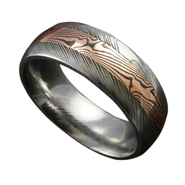 Ouyuan Jewelry Custom Men Damascus Steel Ring Wholesale Jewelry for Men