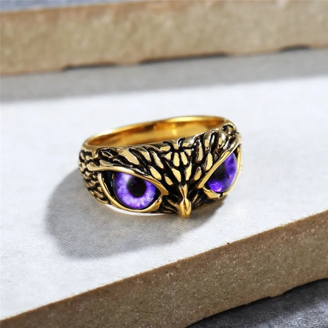 Factory Direct Sale Demon Eyes Owl Punk Jewelry Couple Animal Stainless Steel Promise Ring Jewelry Women for Men Rings