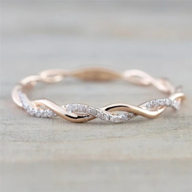 Fashion Women Jewellery 925 Sterling Silver Knot Cable Rings Gold Silver Plated Ring
