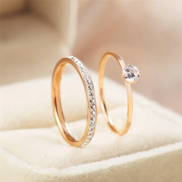 Men and Women Couple Rings Stainless Steel Jewelry Wholesale Rose Gold Wedding Ring Stainless Steel Diamond Jewelry
